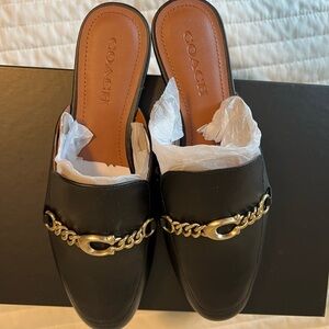 NWT Coach Leather Slip On Mules